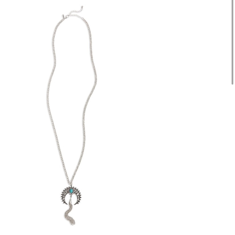 Silver Half-Moon Pendant Necklace